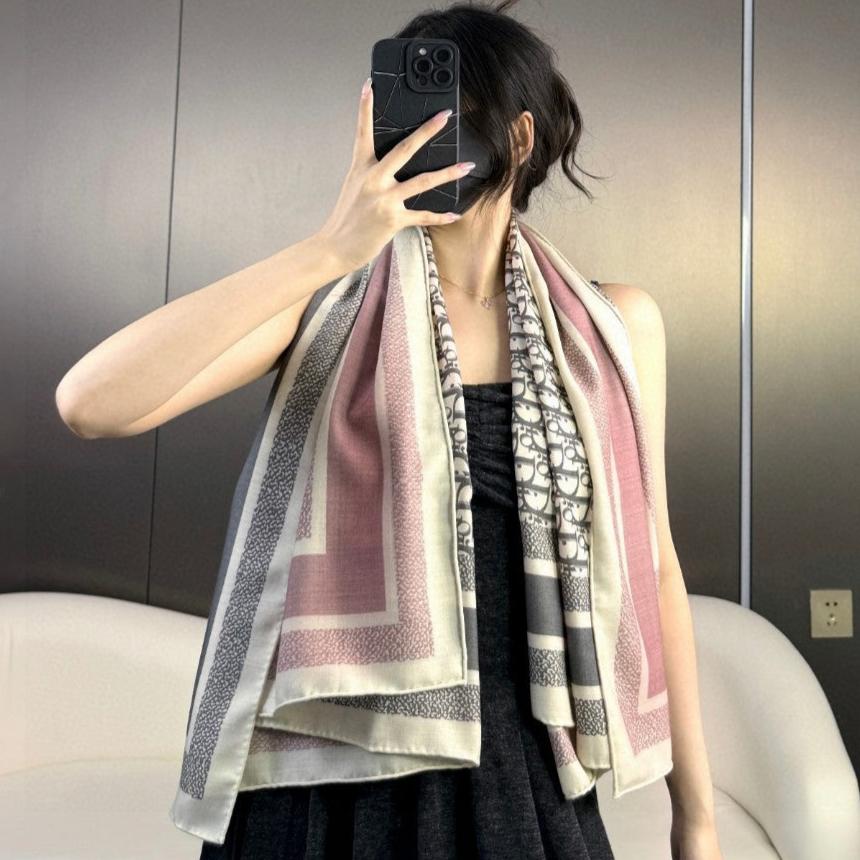 Luxury DiorMONOGRAM SQUARE SCARF 140 CM IN COLORFUL CASHMERE AND SILK 413743