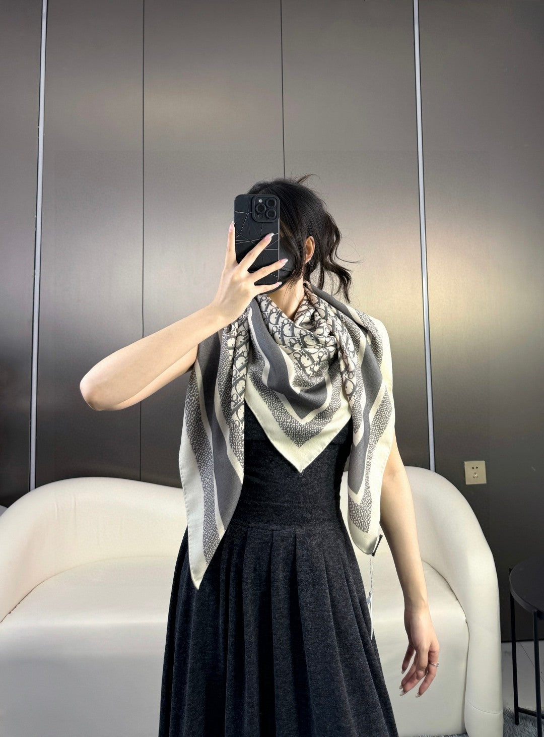 Luxury DiorMONOGRAM SQUARE SCARF 140 CM IN COLORFUL CASHMERE AND SILK 413743