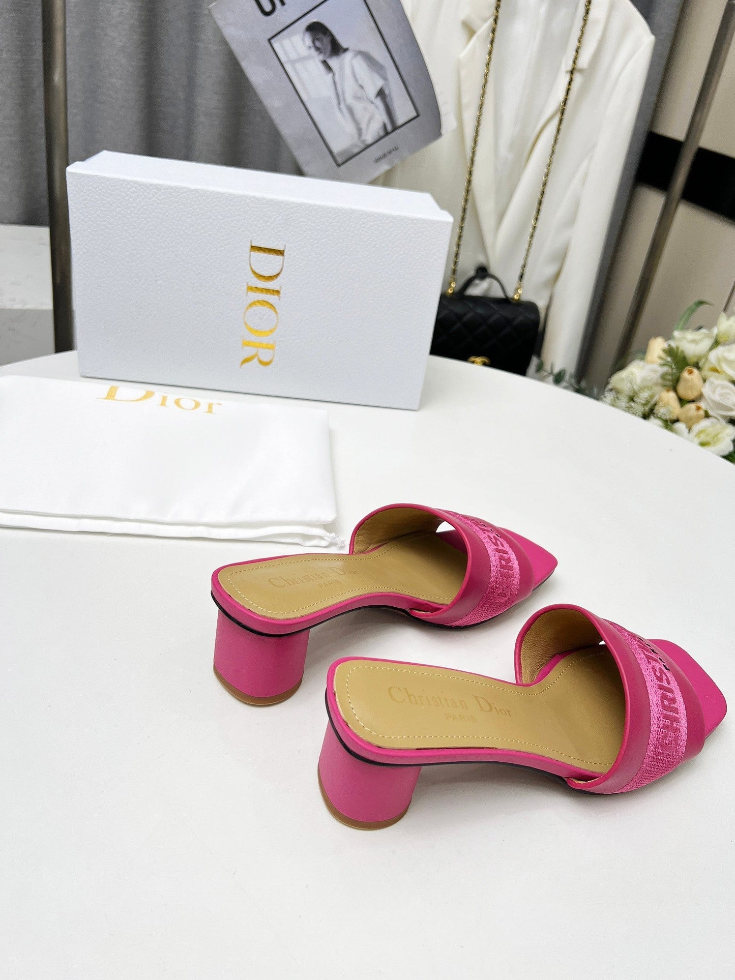 Luxury Diordway 45 dark pink canvas calfskin