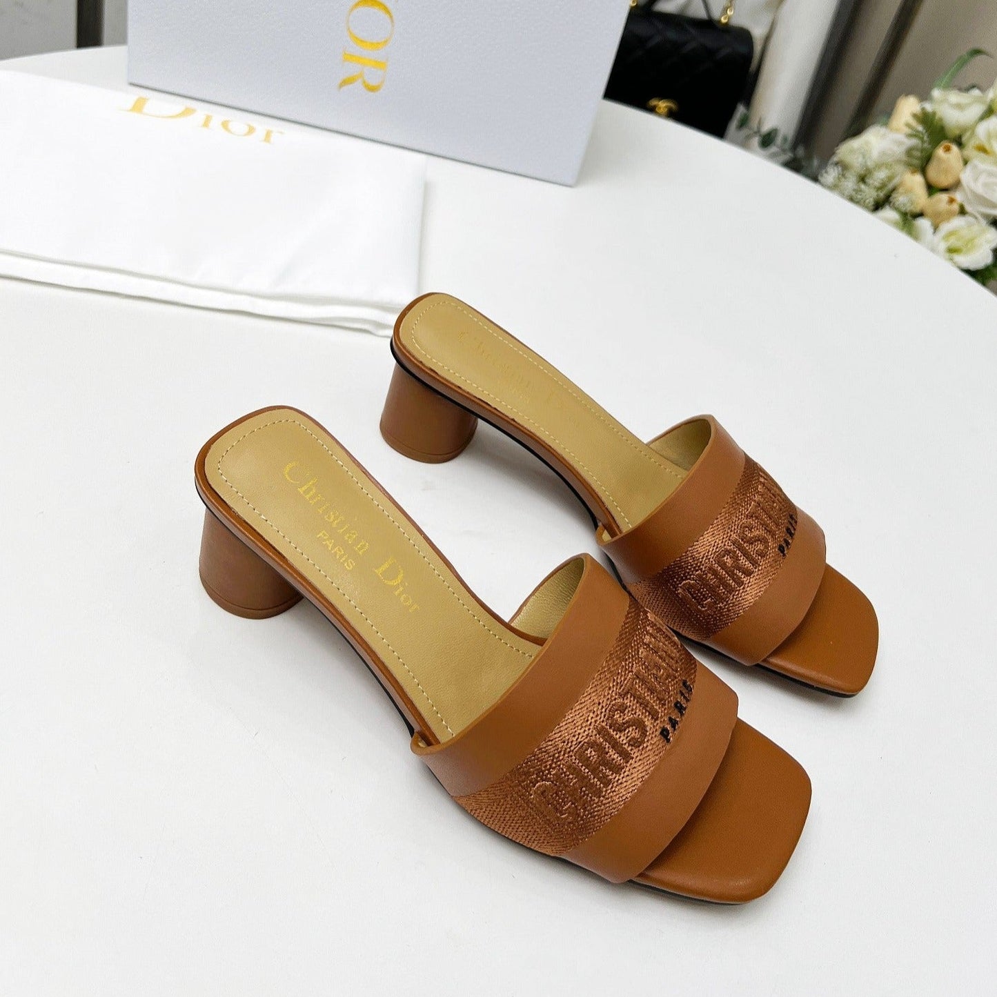 Luxury Diordway 45 brown canvas calfskin