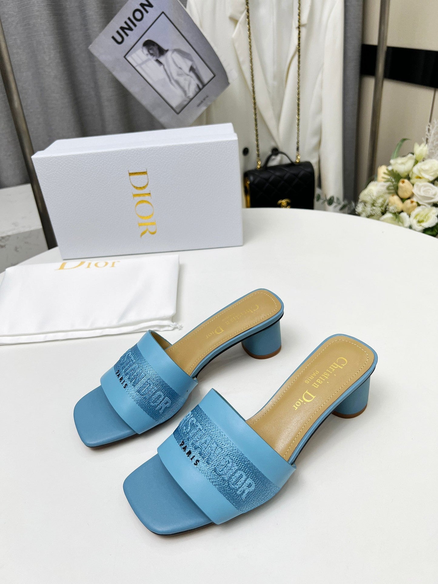 Luxury Diordway 45 ocean blue canvas calfskin