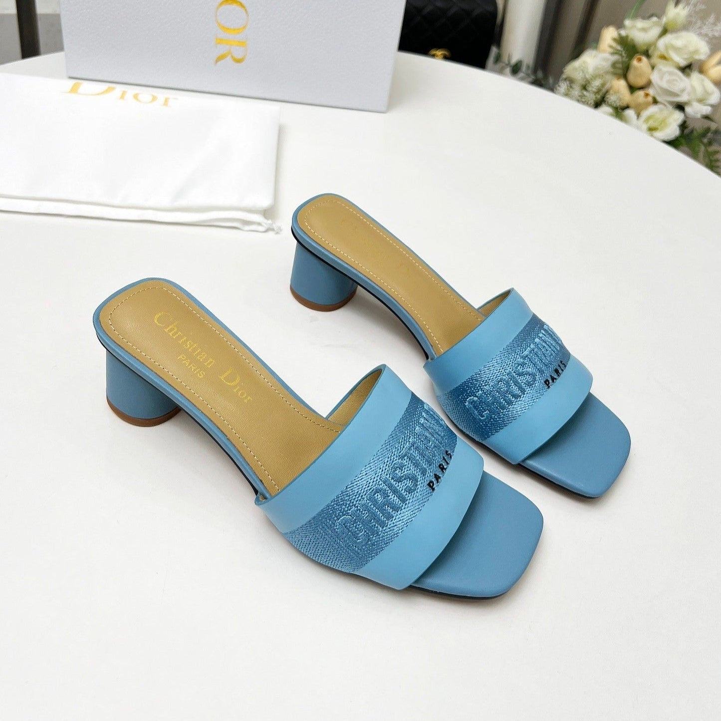 Luxury Diordway 45 ocean blue canvas calfskin