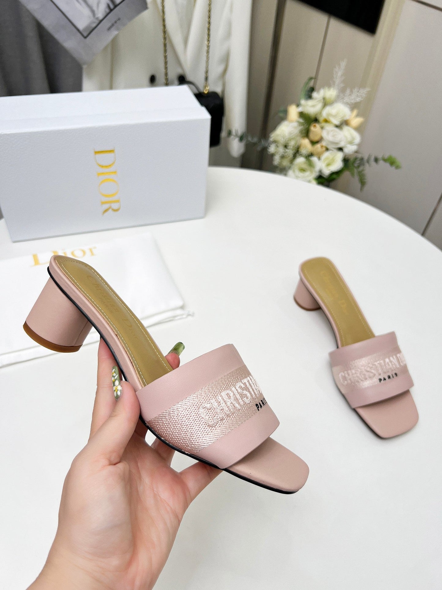 Luxury Diordway 45 pink canvas calfskin