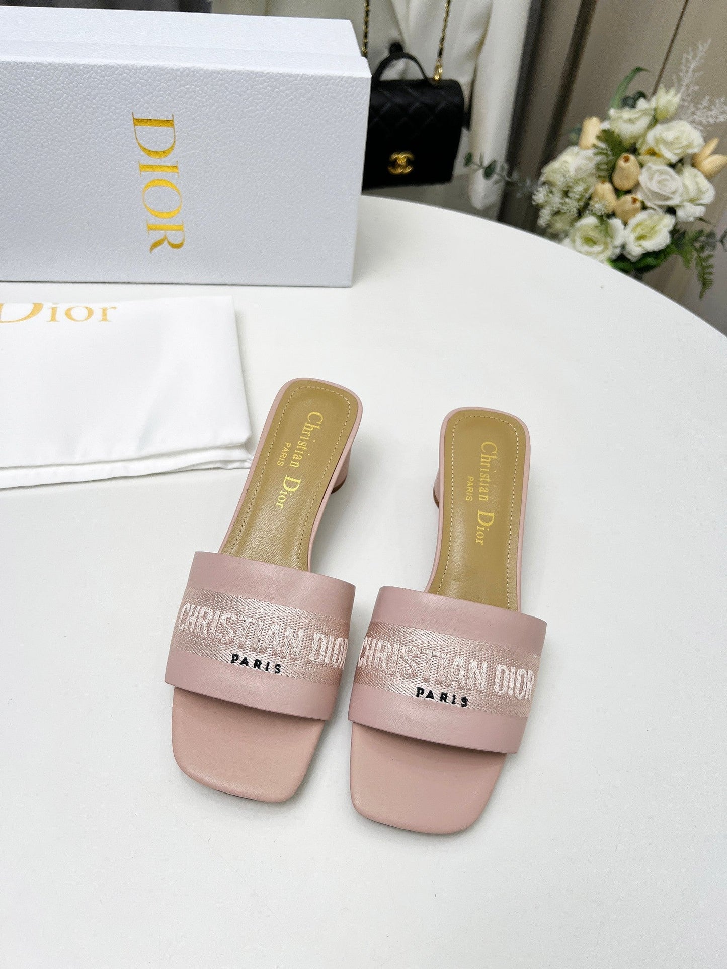 Luxury Diordway 45 pink canvas calfskin
