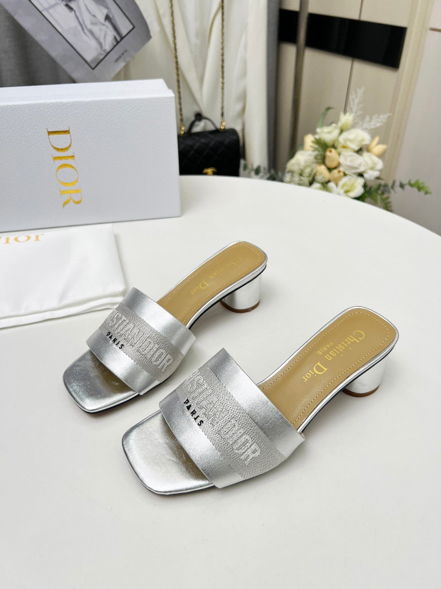 Luxury Diordway 45 silver-tone canvas calfskin