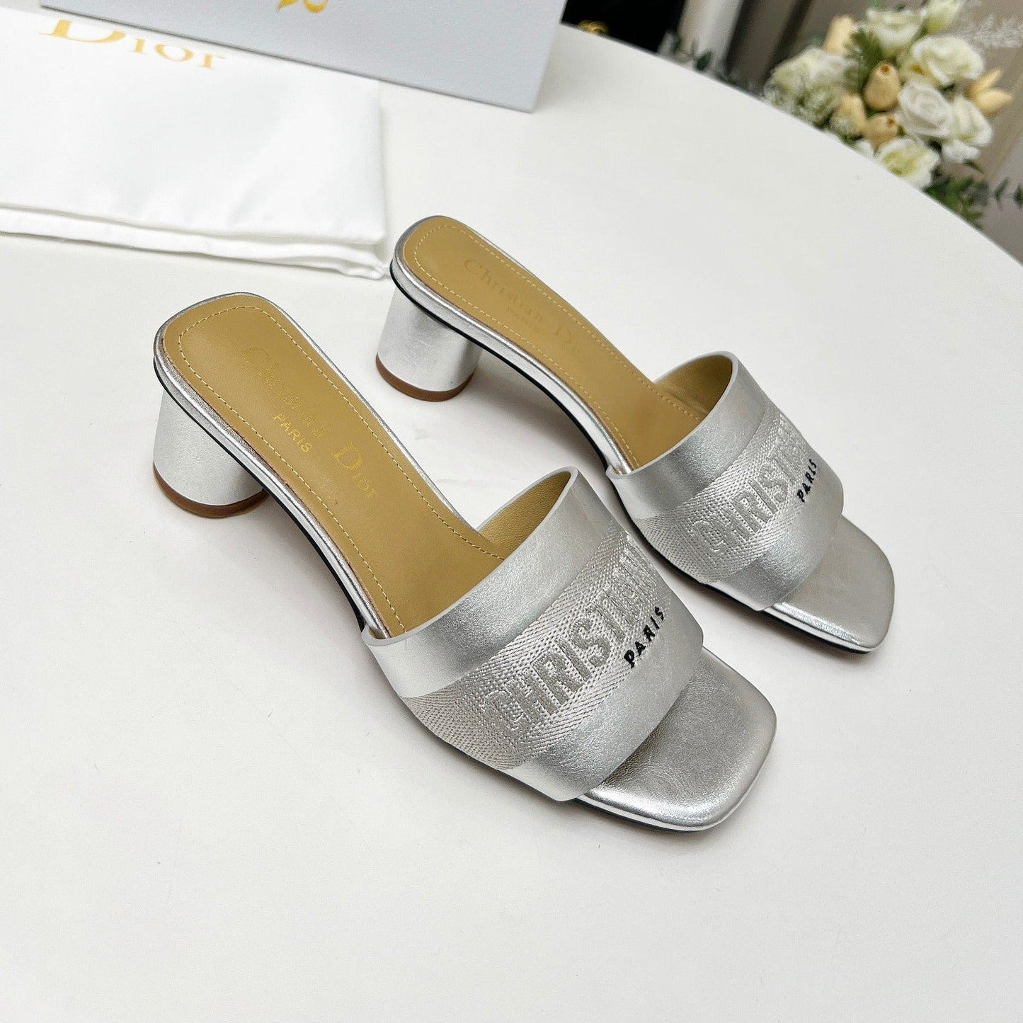 Luxury Diordway 45 silver-tone canvas calfskin