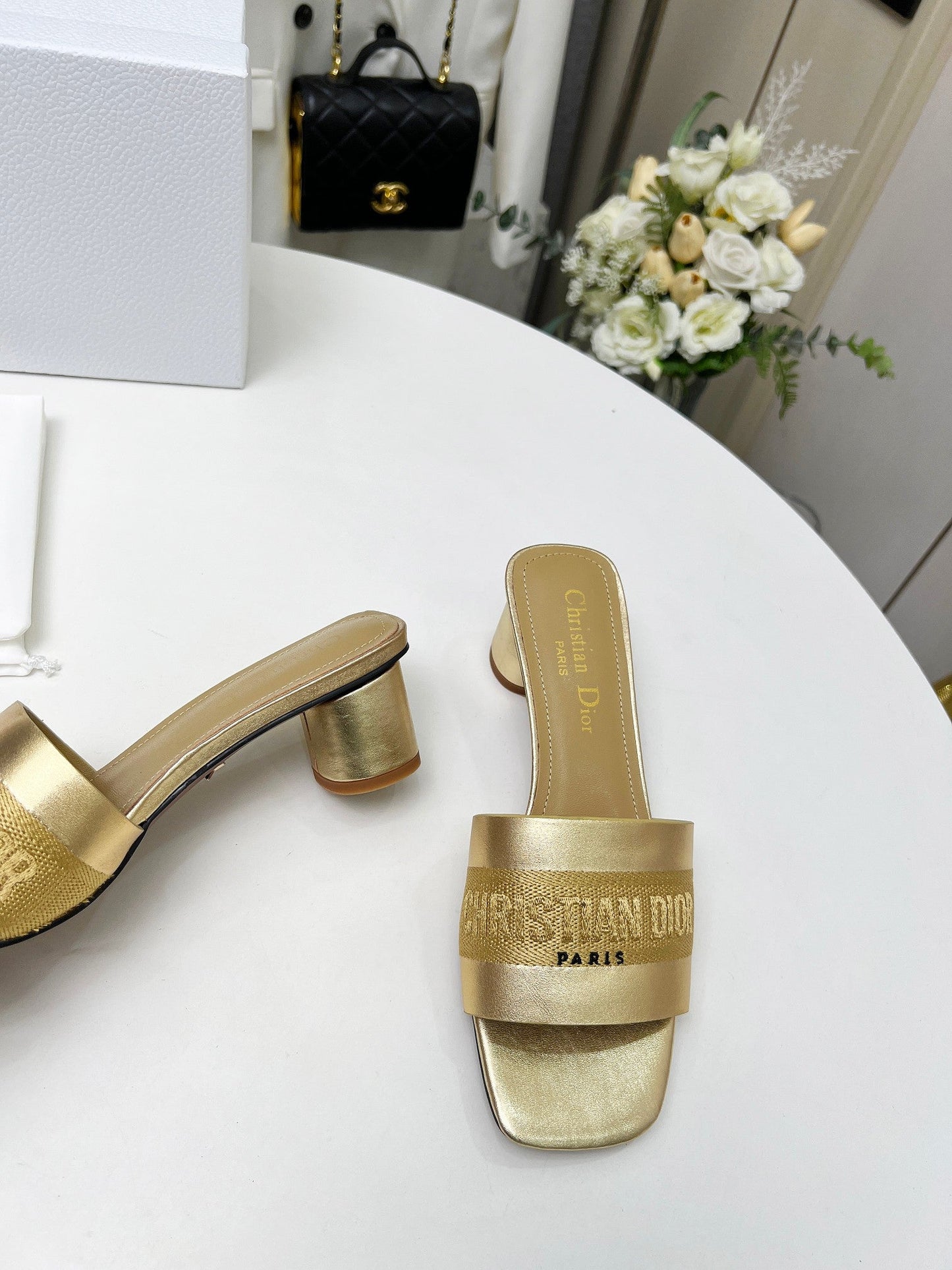 Luxury Diordway 45 gold-tone canvas calfskin