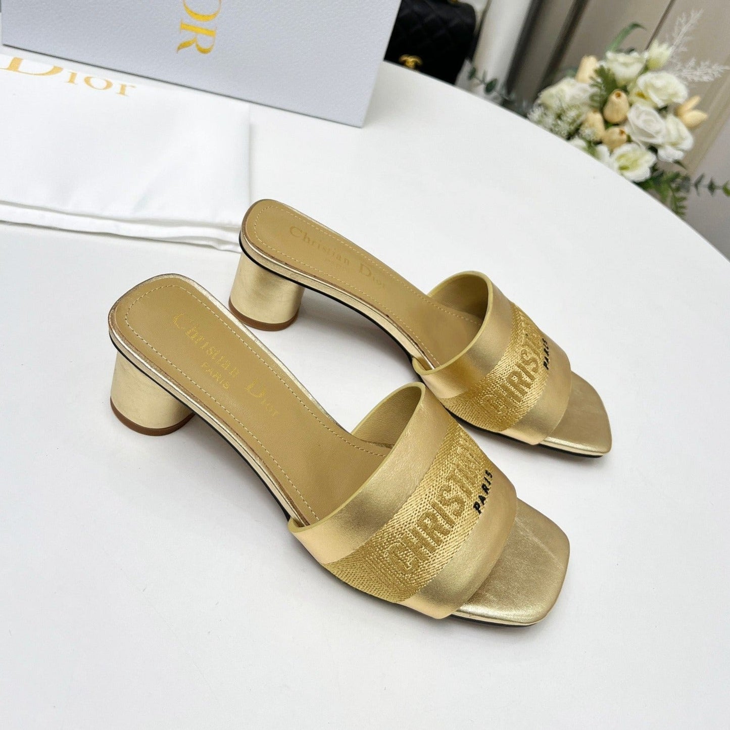 Luxury Diordway 45 gold-tone canvas calfskin