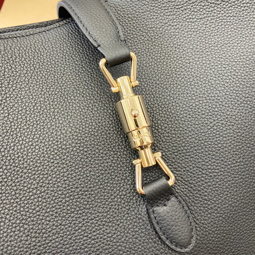Luxury Gucci JACKIE LARGE SHOULDER BAG 40 IN BLACK CALFSKIN GOLD HARDWARE