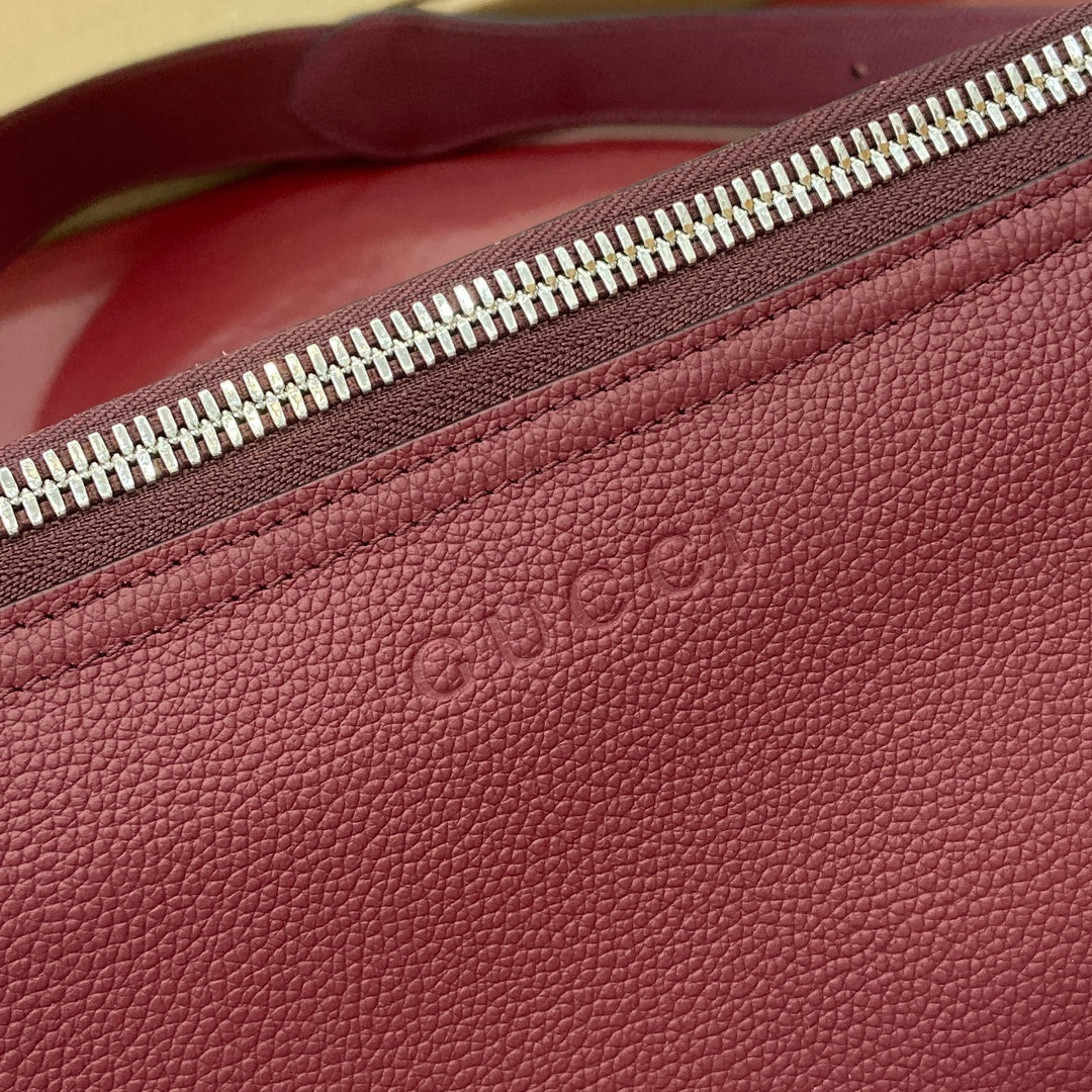 Luxury Gucci BODY SHOULDER BAG 40 IN BURGUNDY RED CALFSKIN SILVER HARDWARE