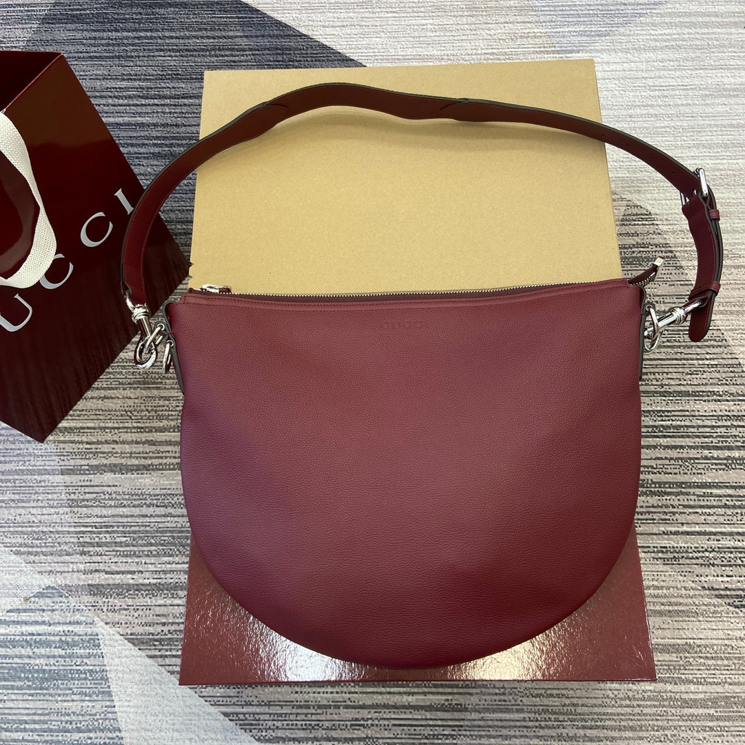 Luxury Gucci BODY SHOULDER BAG 40 IN BURGUNDY RED CALFSKIN SILVER HARDWARE