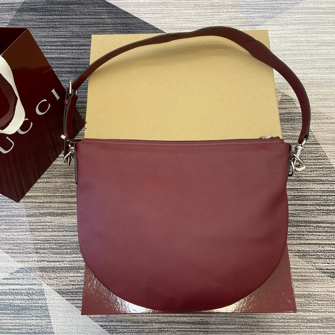 Luxury Gucci BODY SHOULDER BAG 40 IN BURGUNDY RED CALFSKIN SILVER HARDWARE