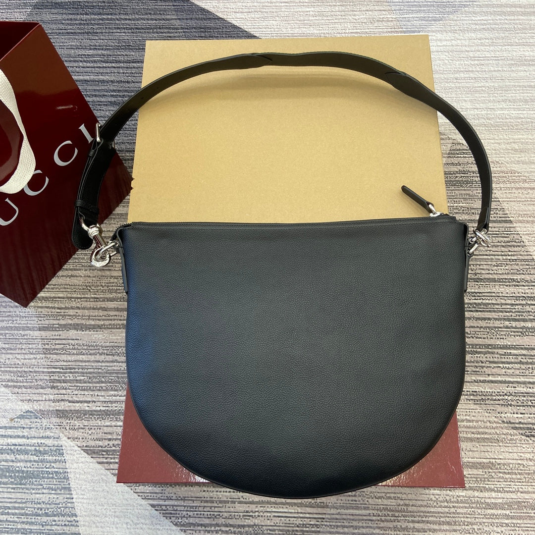 Luxury Gucci BODY SHOULDER BAG 40 IN BLACK CALFSKIN SILVER HARDWARE
