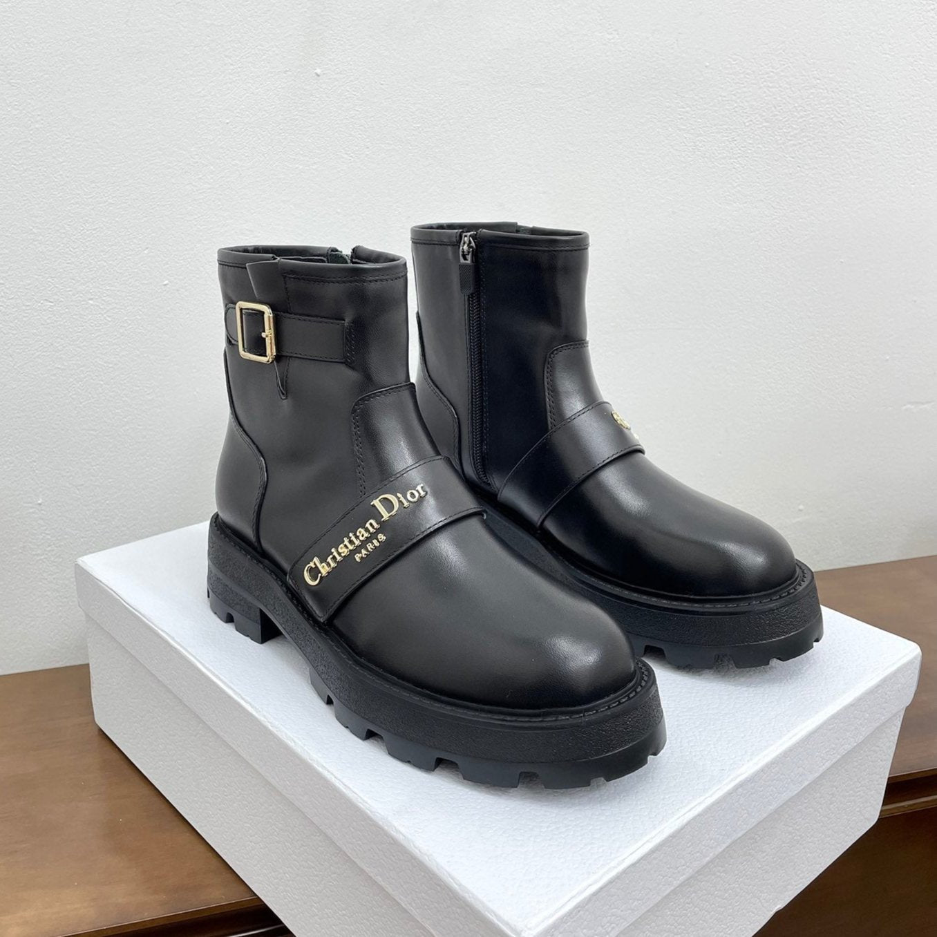 Luxury DiorD-Quest Ankle Boot 40mm Plain Black Calfskin