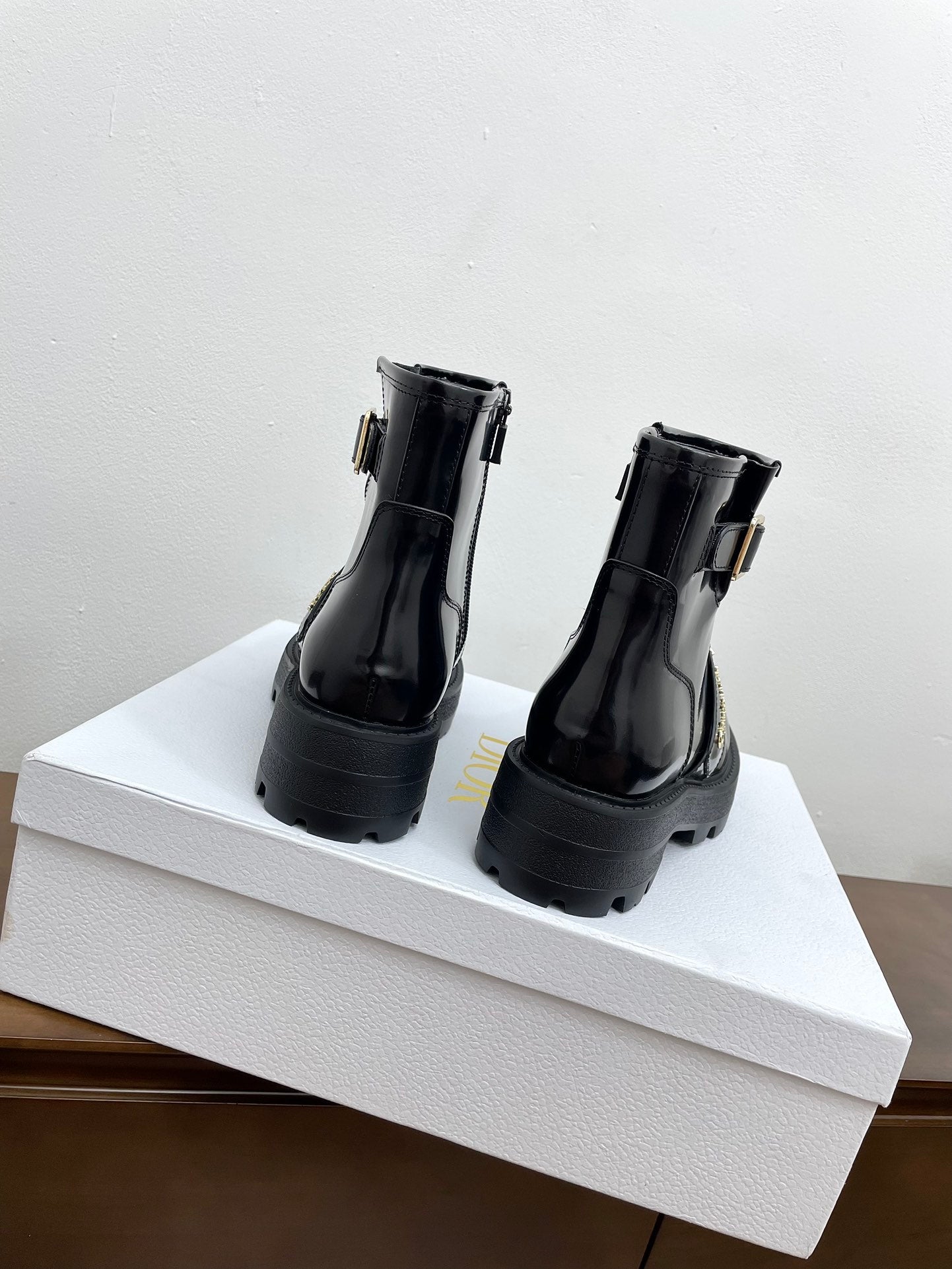 Luxury DiorD-Quest Ankle Boot 40mm Glossy Black Calfskin