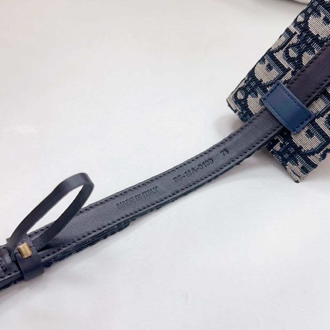Luxury DiorSaddle Belt Pouch Blue Oblique Jacquard