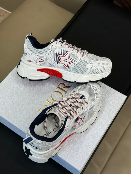 Luxury DiorChrono Sneaker White Mix Red Mesh Fabric 992629