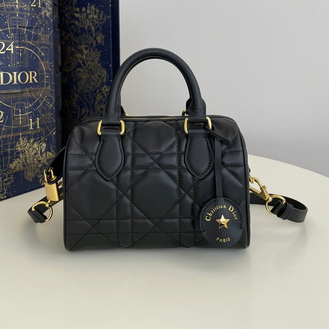 Luxury Diorgroove 20cm black calfskin gold hardware