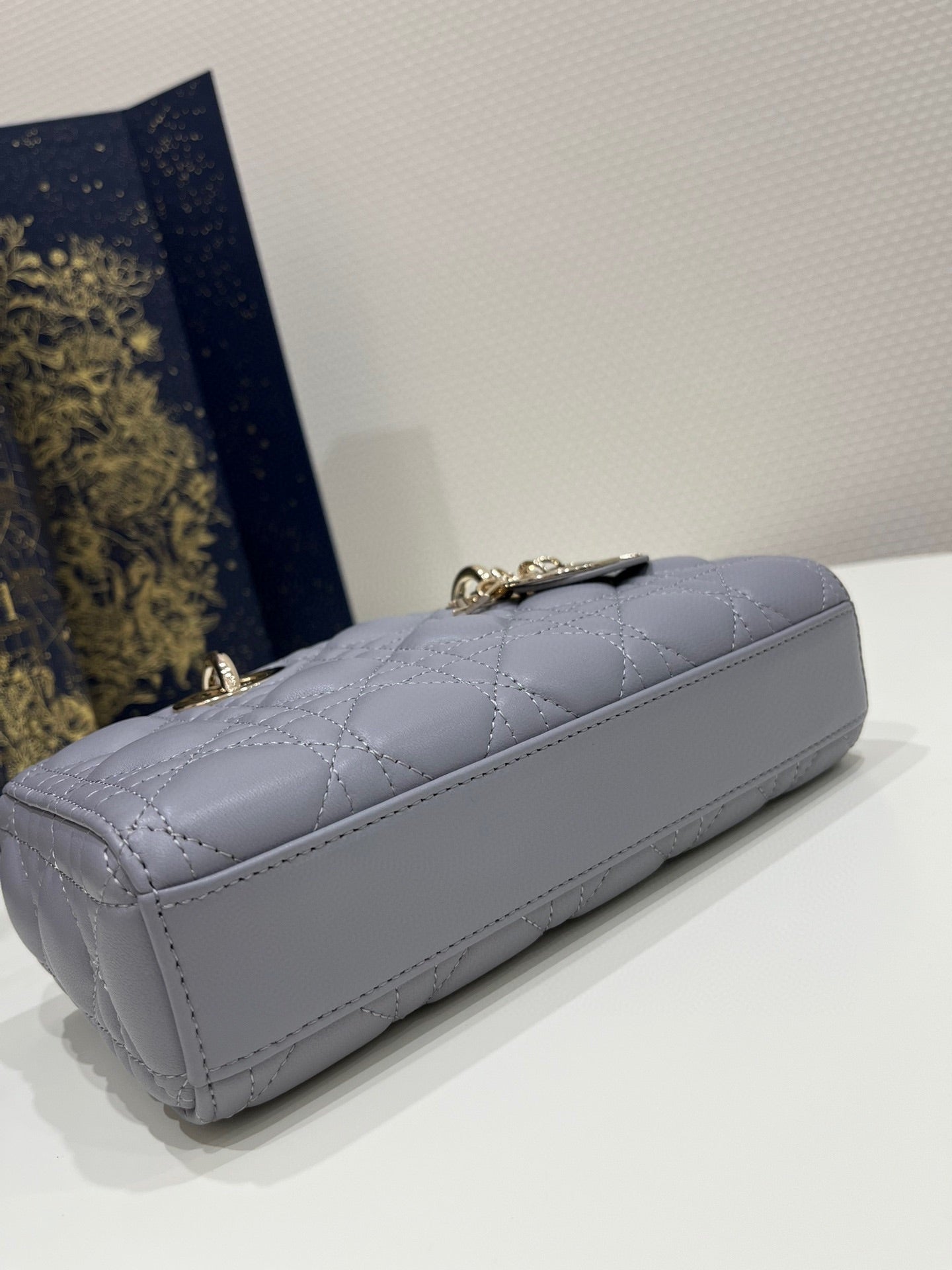 Luxury DiorSMALL D-JOY BAG 22 IN GREY LAMBSKIN