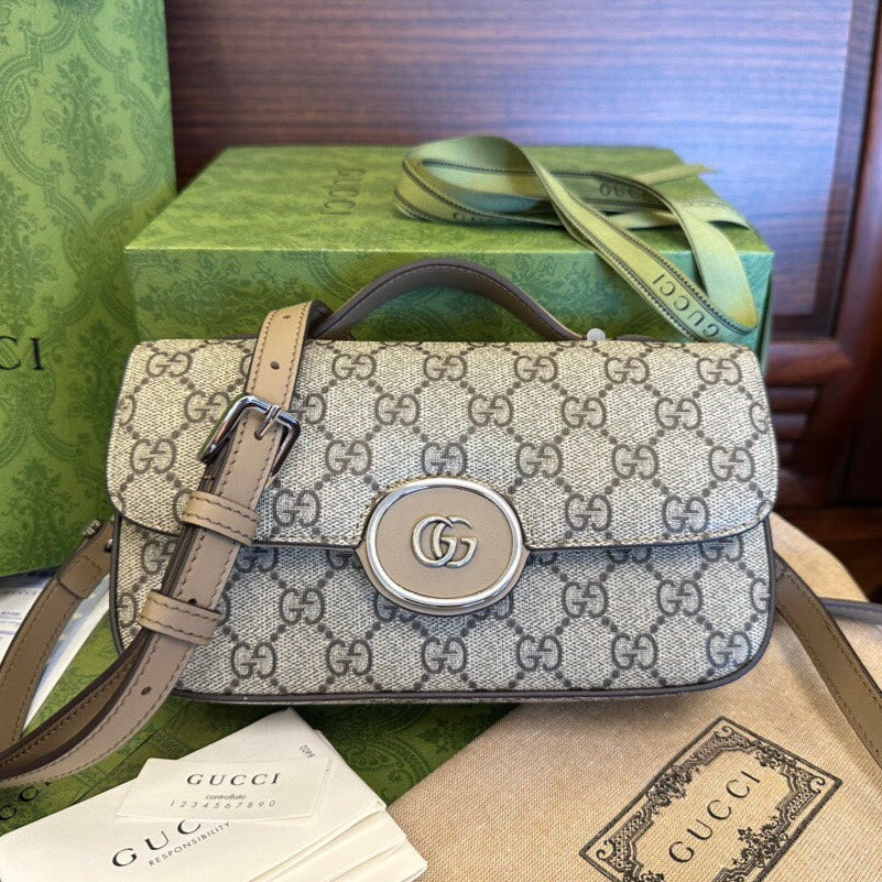 Luxury Gucci GG MINI 21 CLASSIC SHOULDER BAG IN BEIGE CANVAS