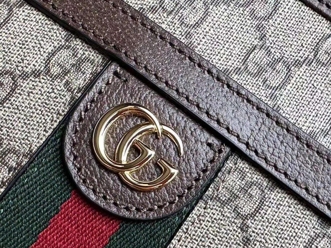 Luxury Gucci OPHIDIA 21 GG SMALL SHOULDER BAG IN BEIGE CANVAS AND BROWN CALFSKIN
