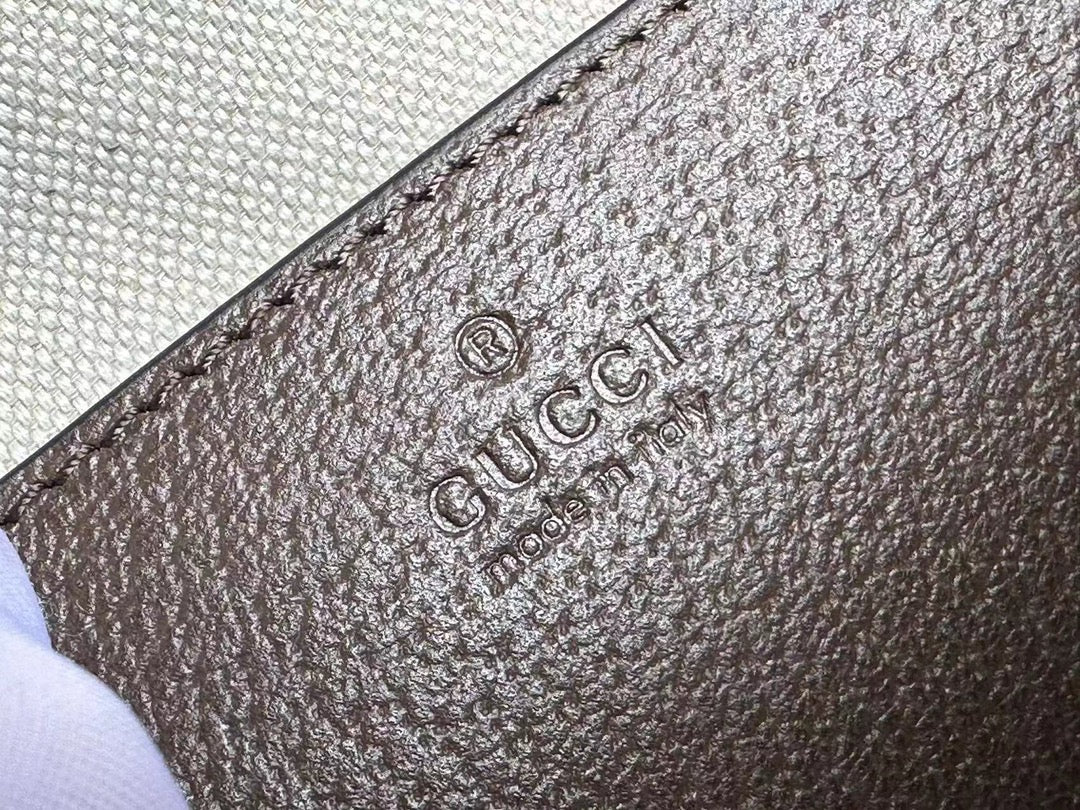 Luxury Gucci OPHIDIA 31 SMALL TOP HANDLE BAG IN BEIGE CANVAS AND BROWN CALFSKIN