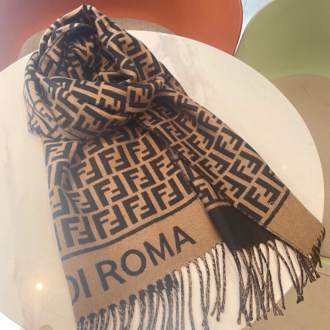 Luxury FendiROMA 190 FF SCRAF IN BROWN MIX BLACK WOOL AND CASHMERE