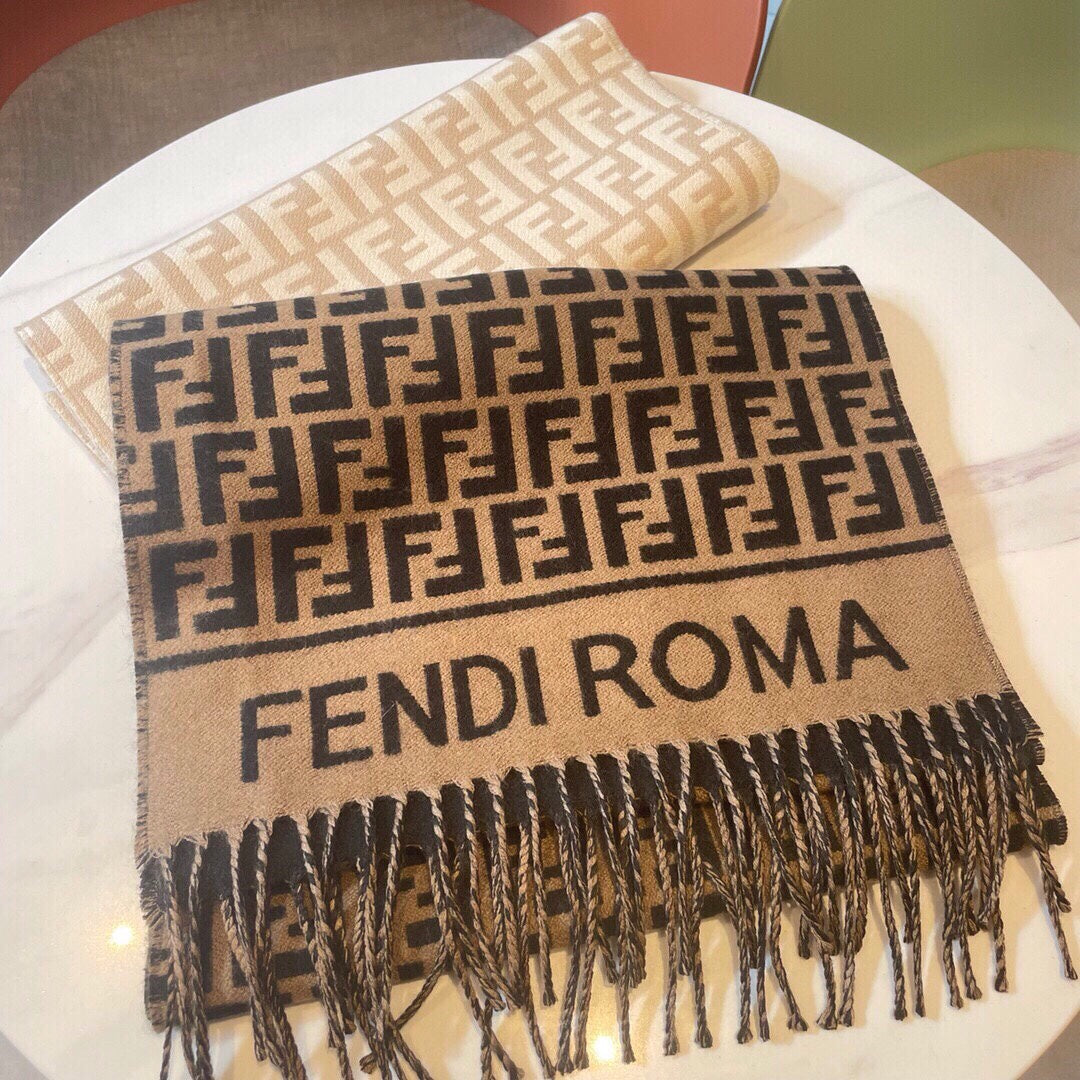 Luxury FendiROMA 190 FF SCRAF IN BROWN MIX BLACK WOOL AND CASHMERE