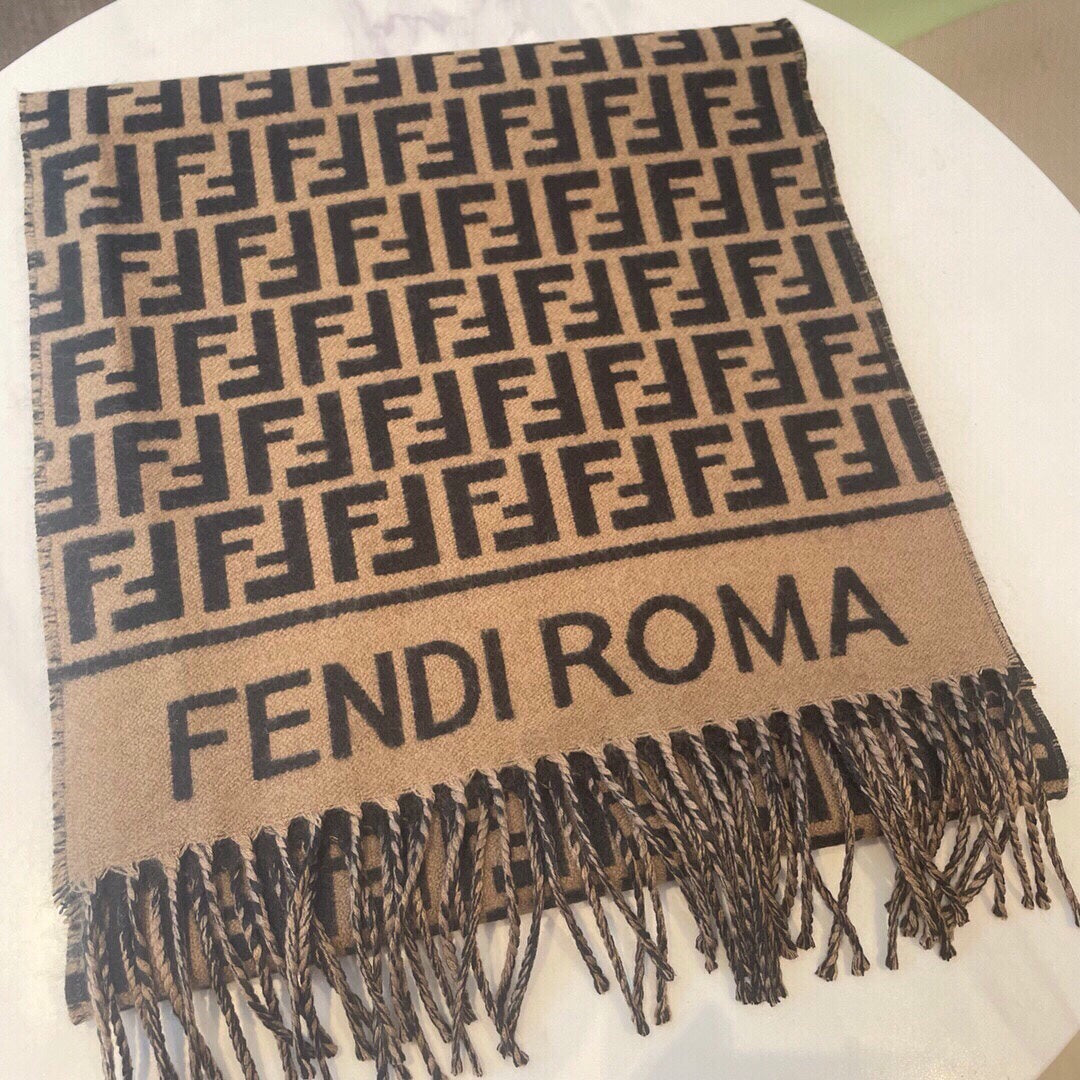 Luxury FendiROMA 190 FF SCRAF IN BROWN MIX BLACK WOOL AND CASHMERE