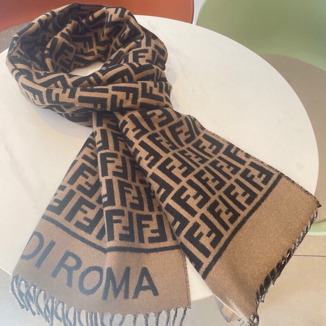 Luxury FendiROMA 190 FF SCRAF IN BROWN MIX BLACK WOOL AND CASHMERE