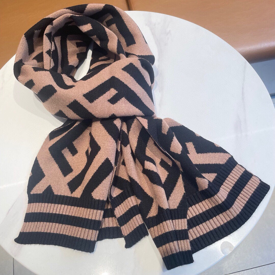 Luxury FendiFF 180 SCARF IN BROWN MIX BLACK CASHMERE AND WOOL