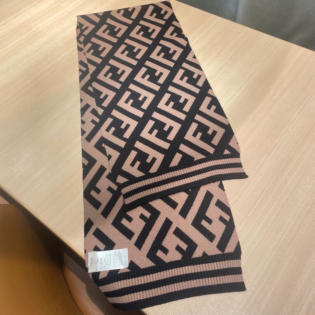 Luxury FendiFF 180 SCARF IN BROWN MIX BLACK CASHMERE AND WOOL