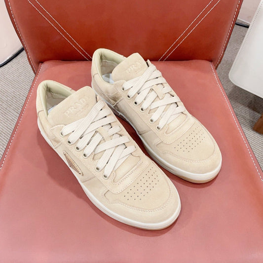 Luxury PradaDOWNTOWN PERFORATED SNEAKERS BEIGE SUEDE