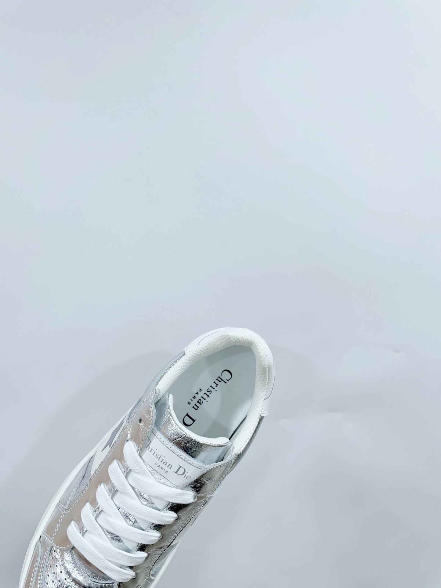 Luxury DiorStar Platform Sneaker In Silver Glossy Calfskin 999868