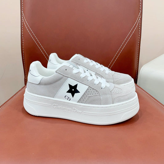 Luxury DiorStar Platform Sneaker In Light Grey Suede 999872