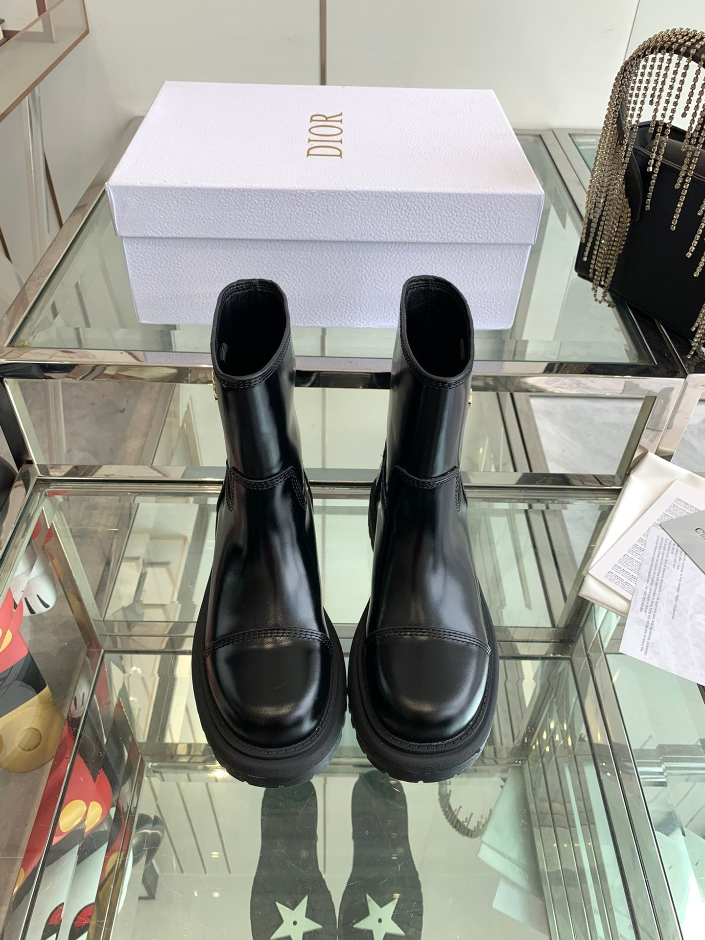 Luxury DiorAnkle Boot Glossy Black Calfskin