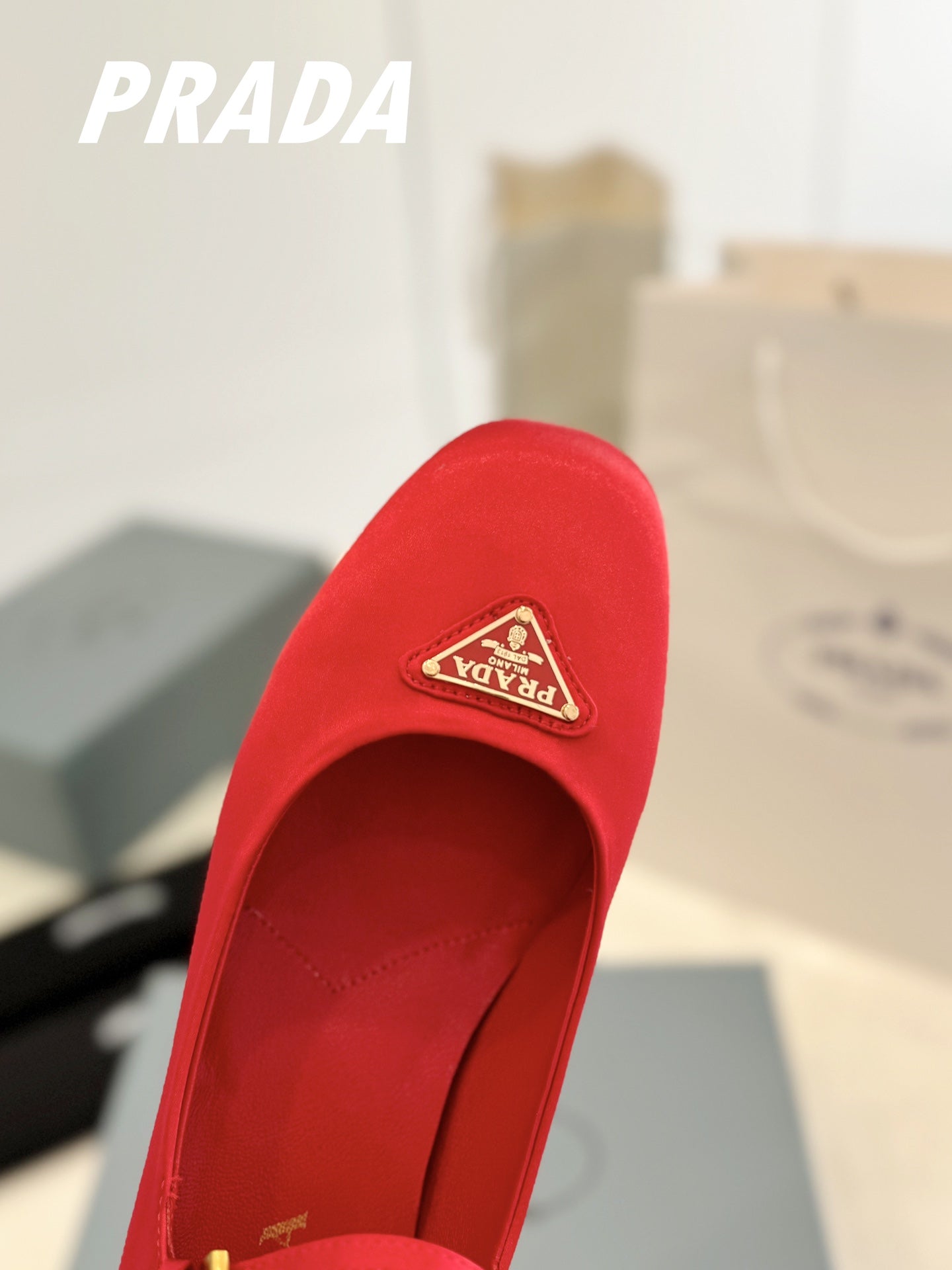 Luxury PradaBallerina Pumps 40 Red Suede Fabric