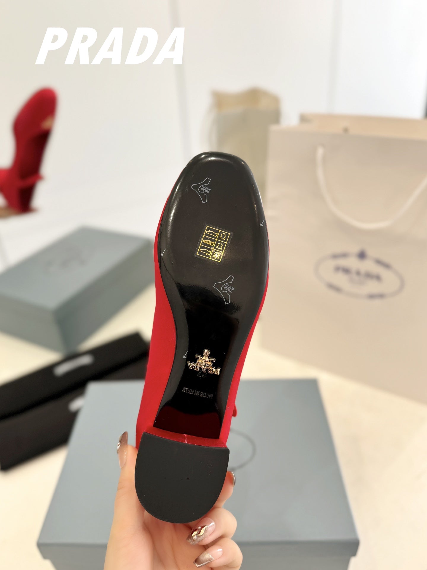 Luxury PradaBallerina Pumps 40 Red Suede Fabric