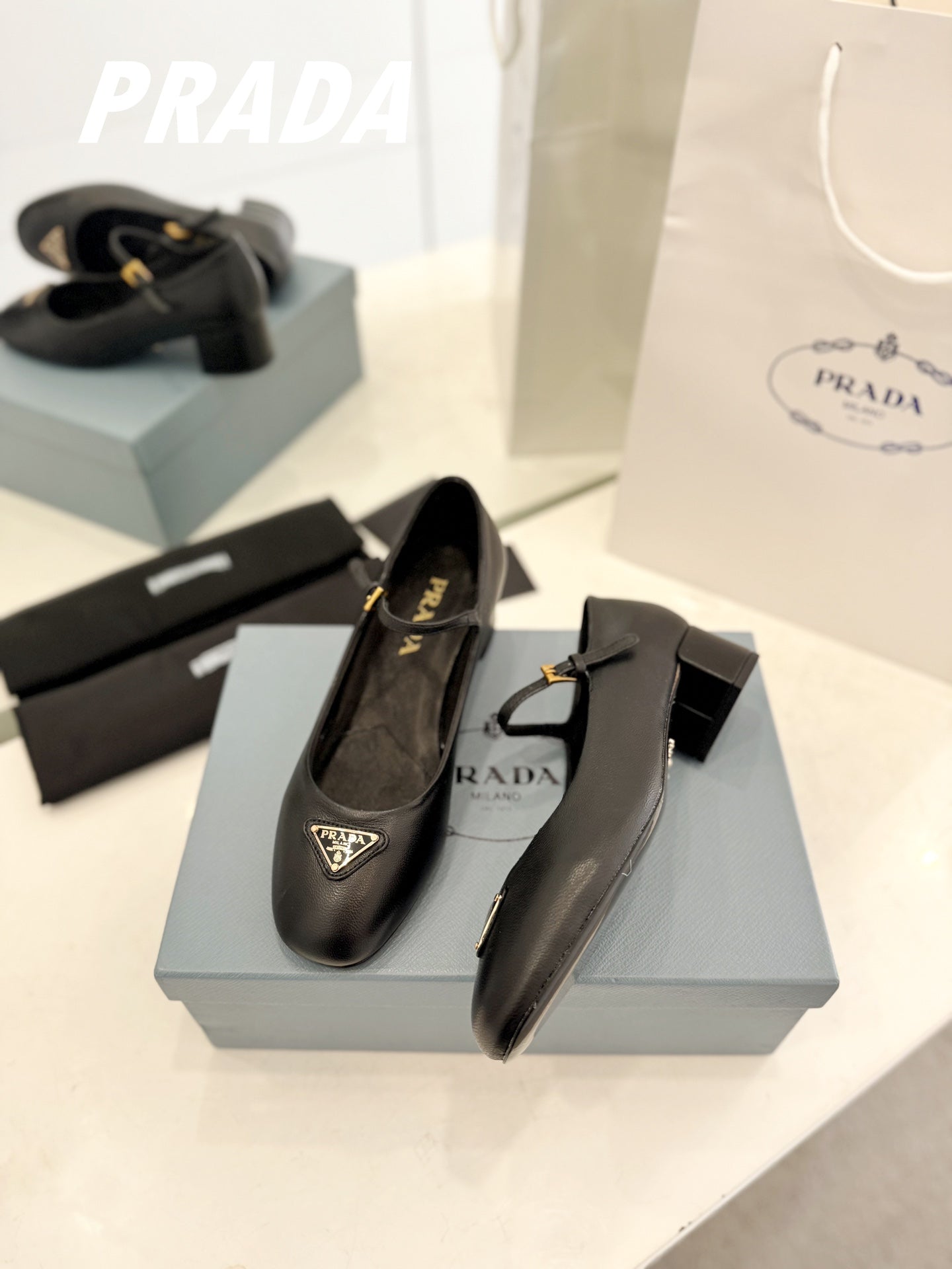 Luxury PradaBallerina Pumps 40 Black Lambskin