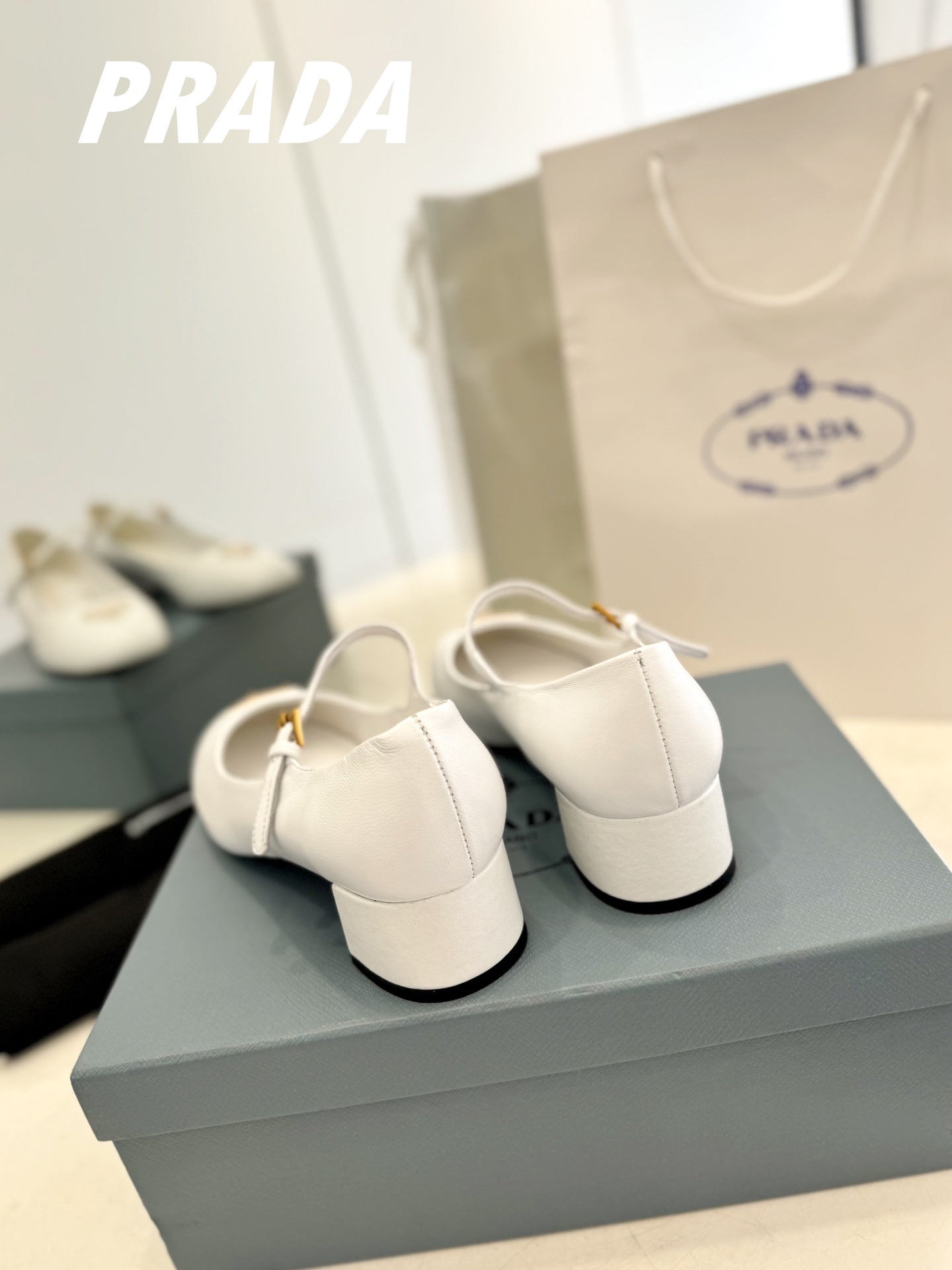 Luxury PradaBallerina Pumps 40 White Lambskin