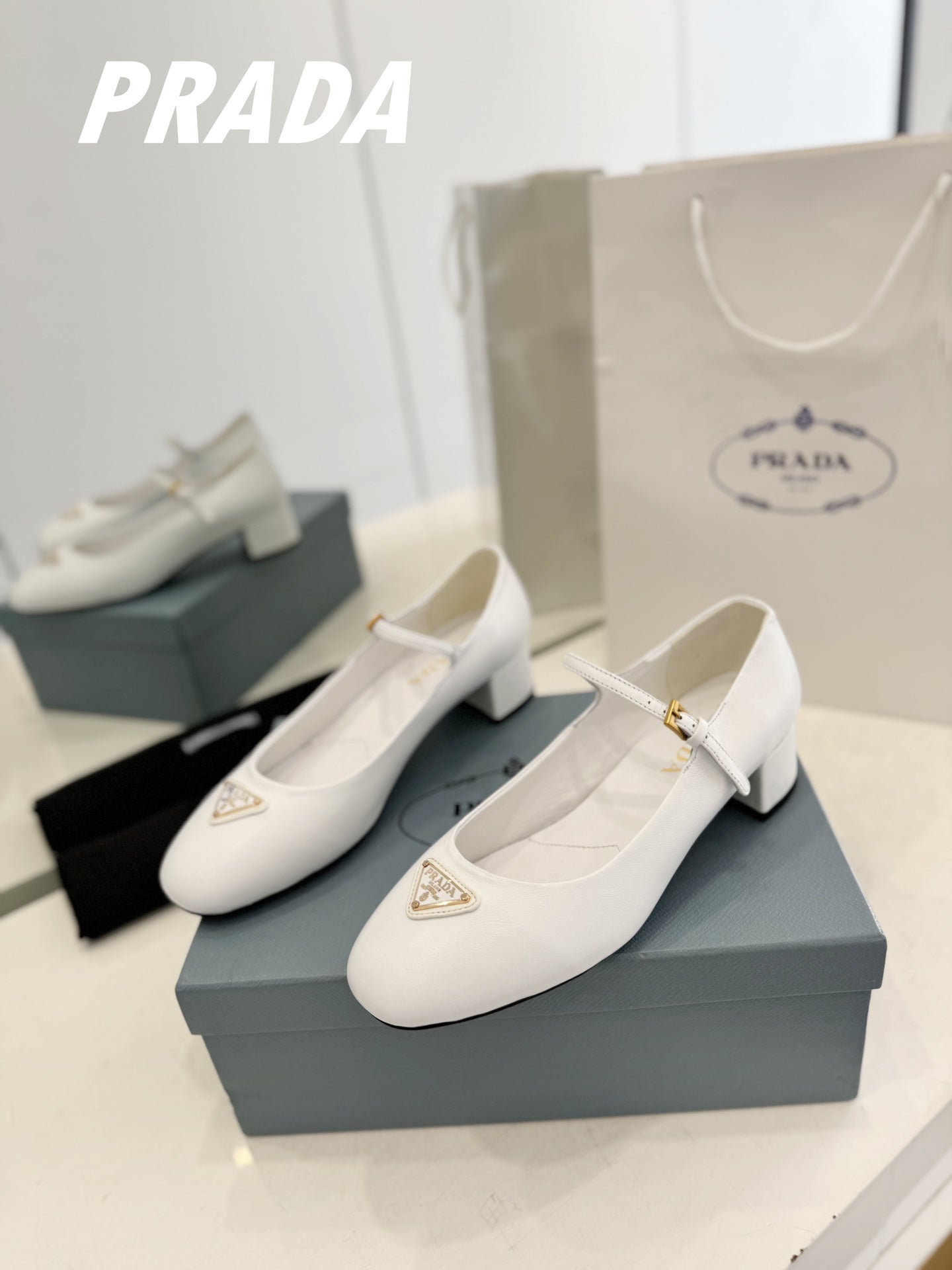 Luxury PradaBallerina Pumps 40 White Lambskin