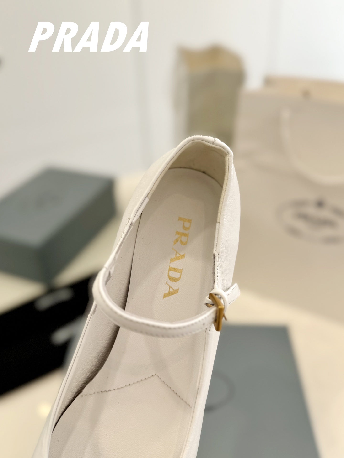 Luxury PradaBallerina Pumps 40 White Lambskin