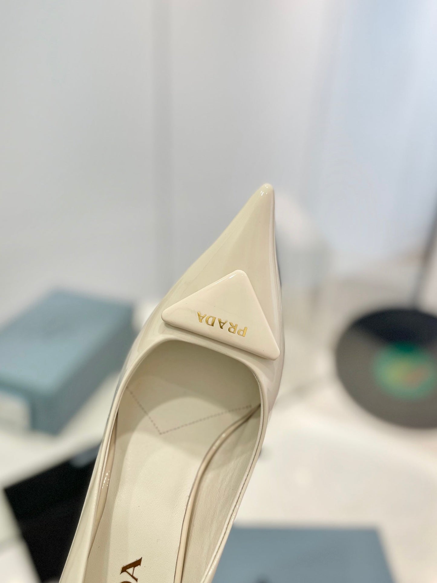 Luxury PradaPumps 75 White Patent Leather