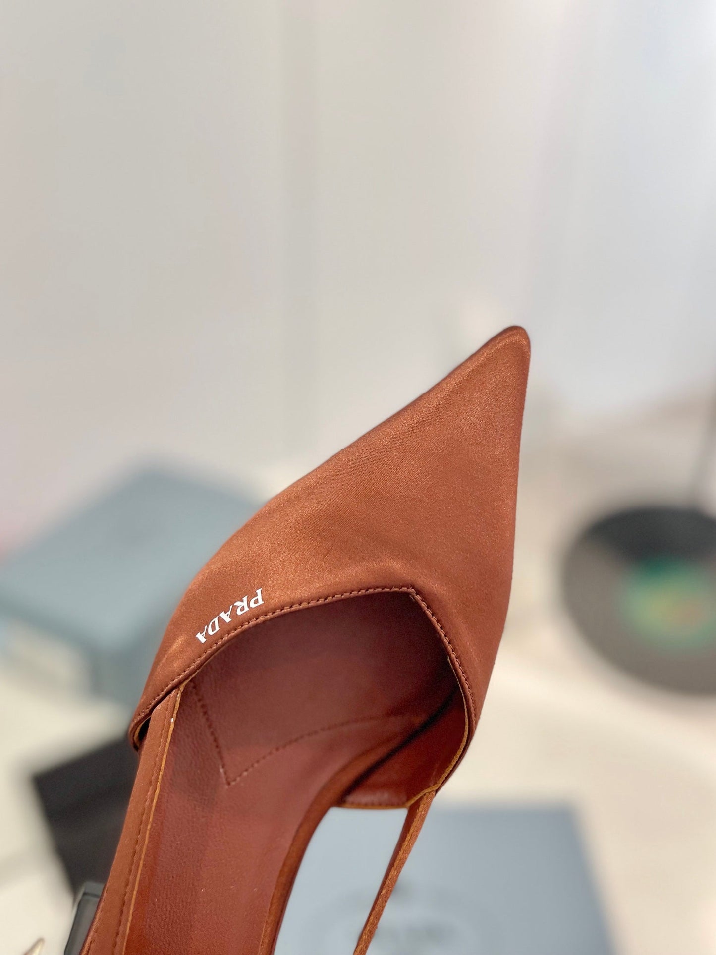 Luxury PradaPumps 50 Square Sole Brown Suede Fabric