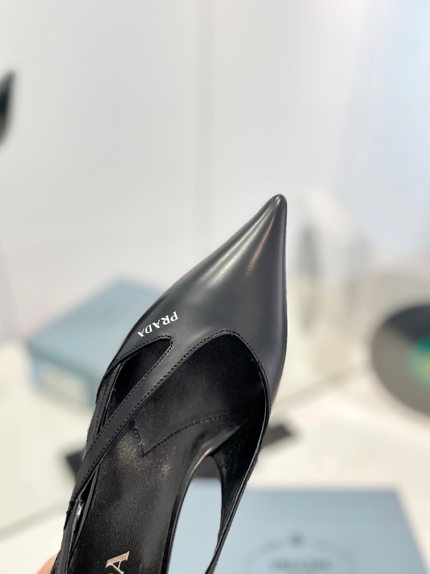 Luxury PradaPumps 50 Square Sole Black Patent Leather