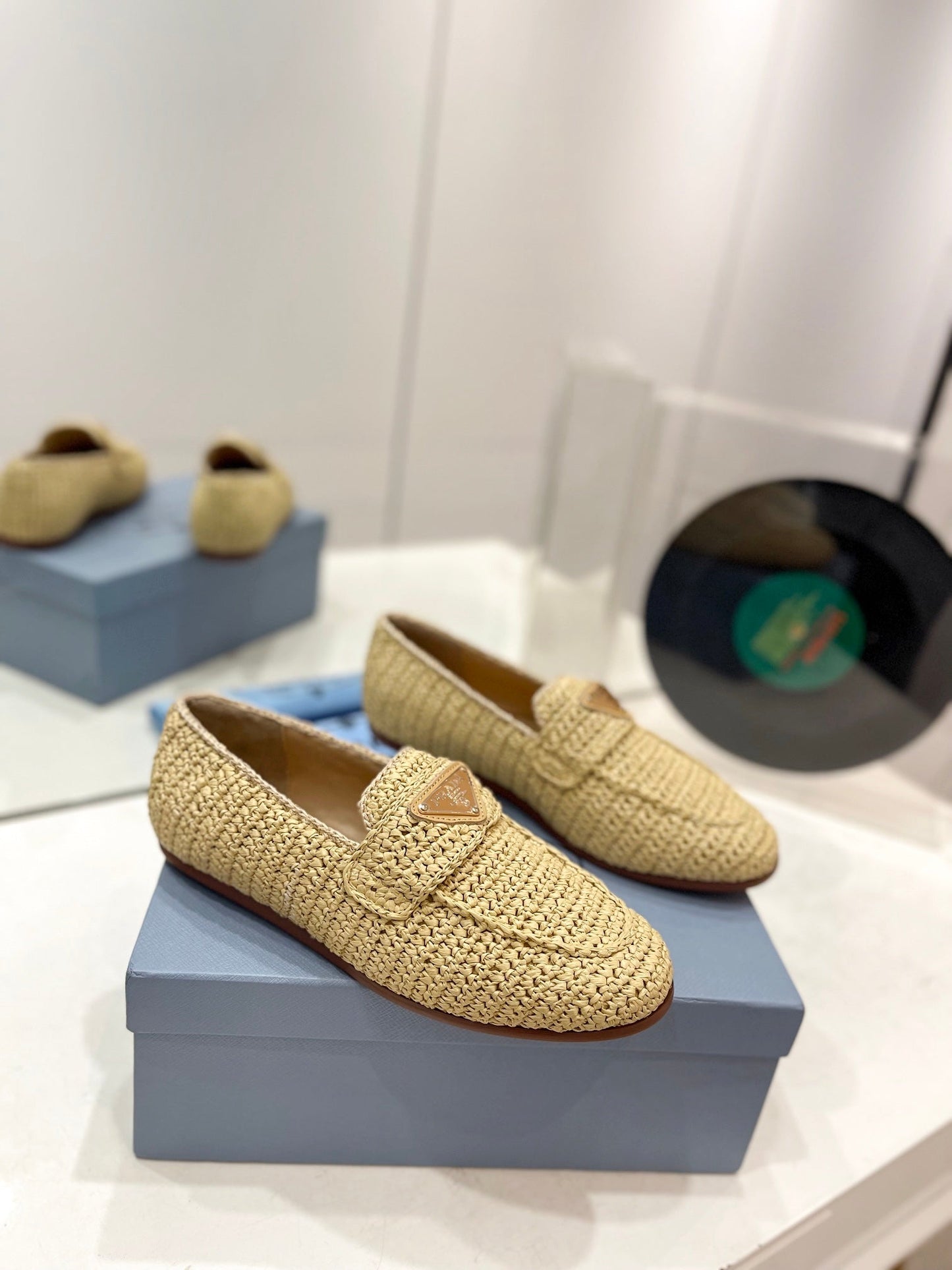 Luxury PradaCrochet Loafer 10mm Beige