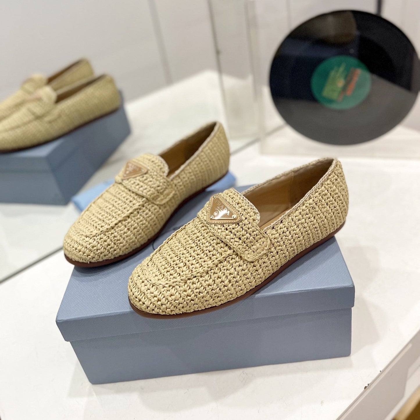 Luxury PradaCrochet Loafer 10mm Beige