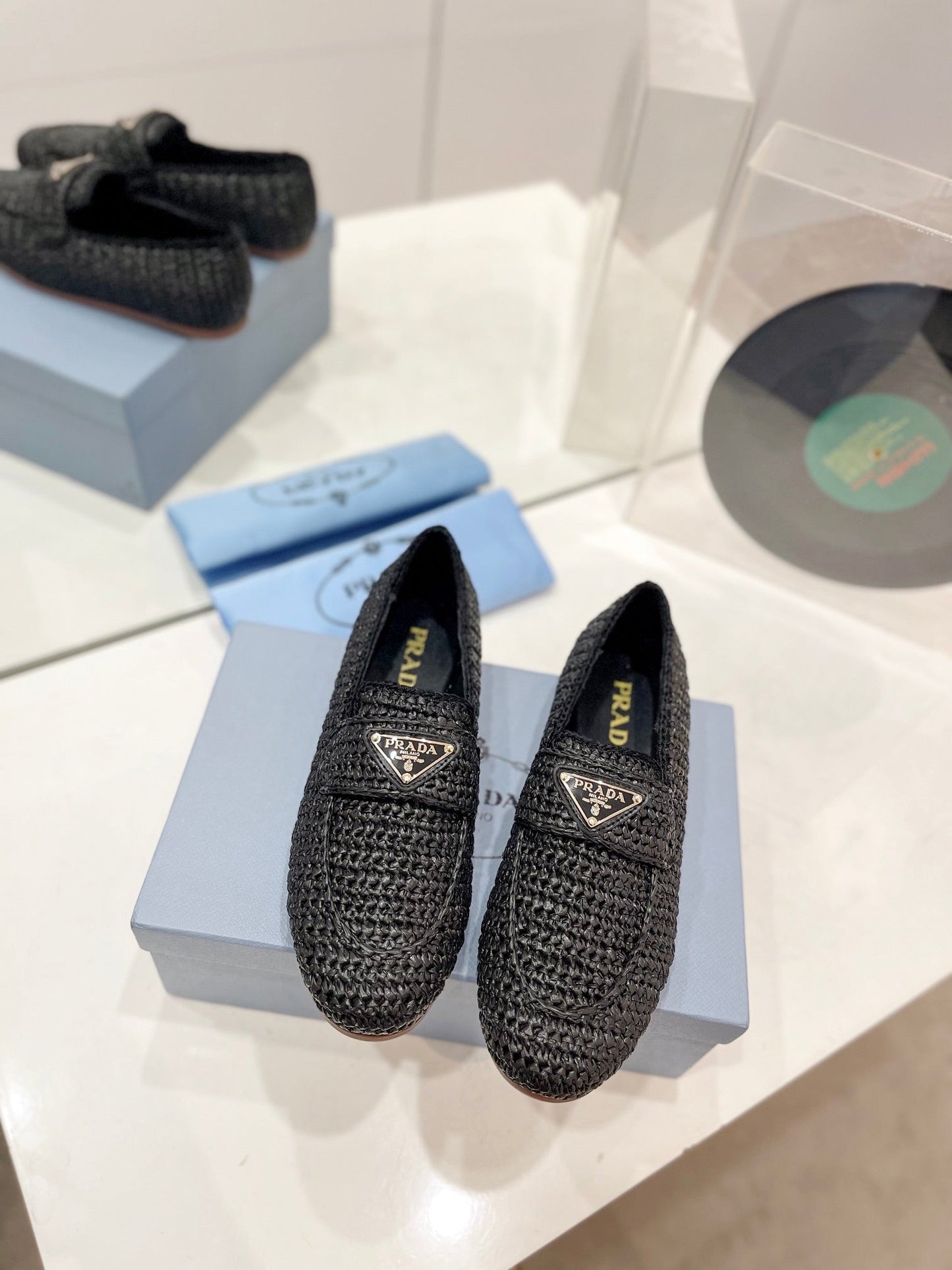 Luxury PradaCrochet Loafer 10mm Black
