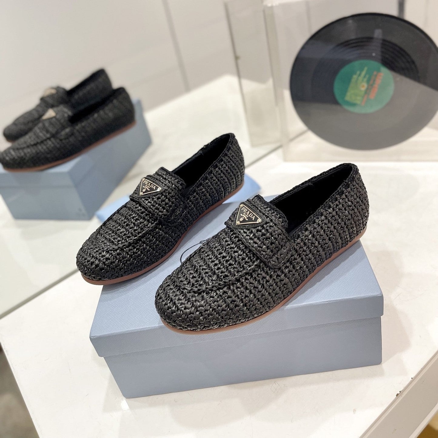 Luxury PradaCrochet Loafer 10mm Black