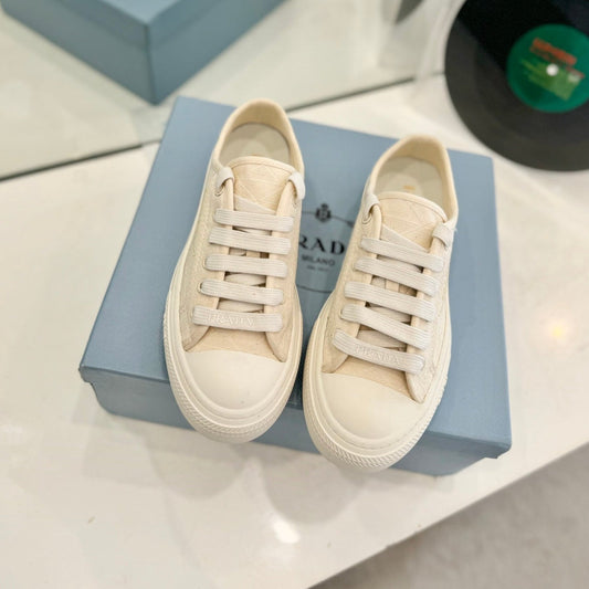Luxury PradaPRINTED COTTON SNEAKERS BEIGE CANVAS